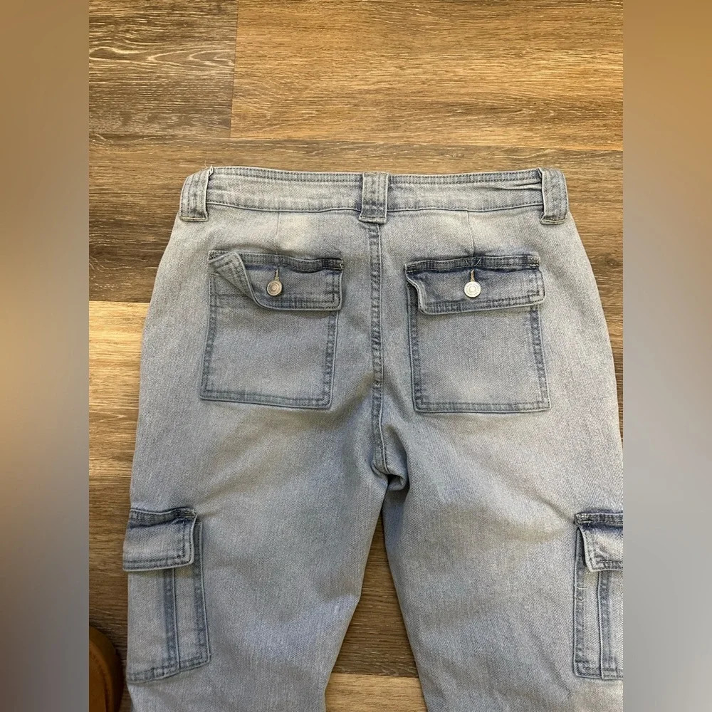 Kancan Jeans Winston High-Rise Cargo Slim Straight Size 7/27 Light Wash Denim - Picture 13 of 13